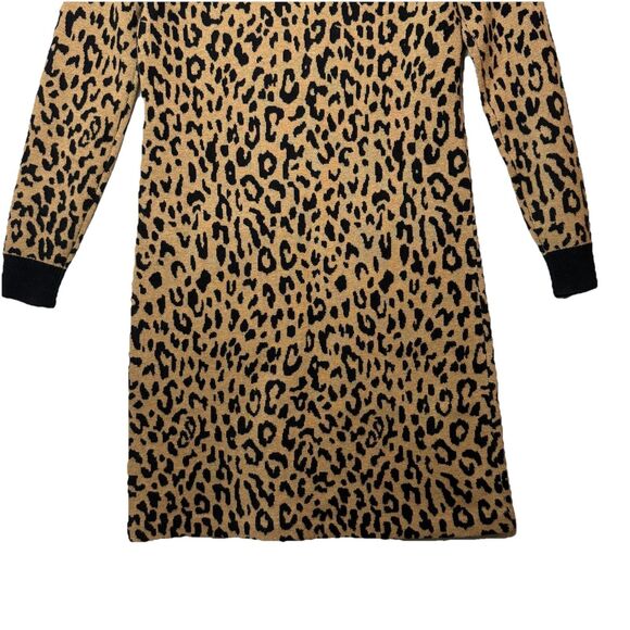 J. Crew MockNeck Sweater Dress Leopard Knit Pullover Merino Wool Blend Women XS - Picture 10 of 14